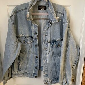 Eddie Bauer Light Blue Distressed Denim Jacket